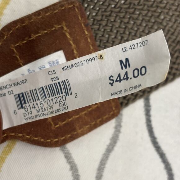 Lands End Women’s French Walnut Wide Nylon Leather Dress Belt Medium Boho Dress - Picture 2 of 7